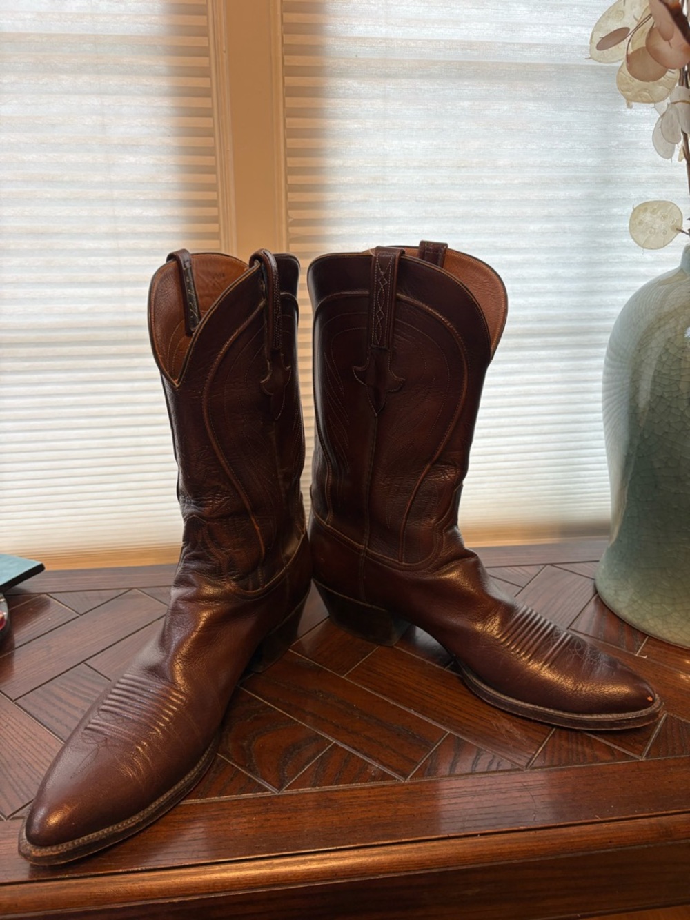 Lucchese Men's Dark Brown Leather Western Boots